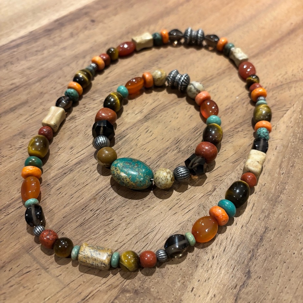 Carolyn Pollack Native Tribal Southwestern Gemstone Bracelet and Necklace Set